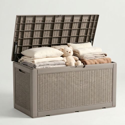 126-Gallon Wicker-Look Resin Deck Box