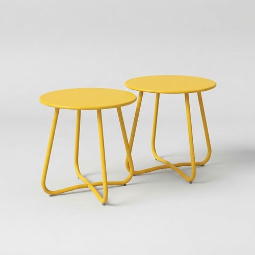 18-Inch Round Metal Side Tables, 2-Pack